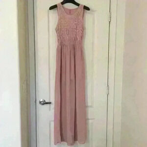 Light pink with lace overlay on bust maxi dress